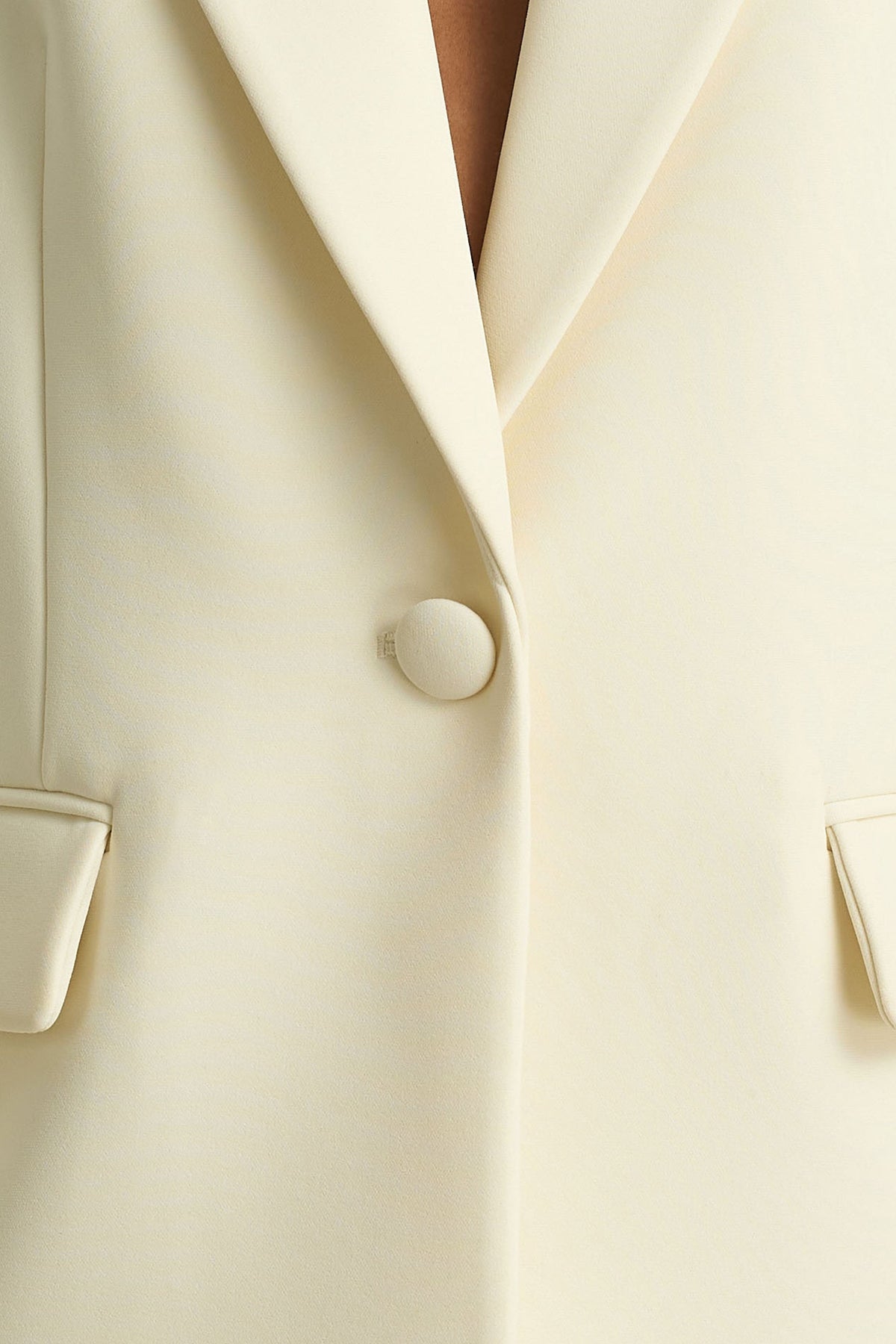 Katherine | Cream Oversized Plunge-Neck Blazer