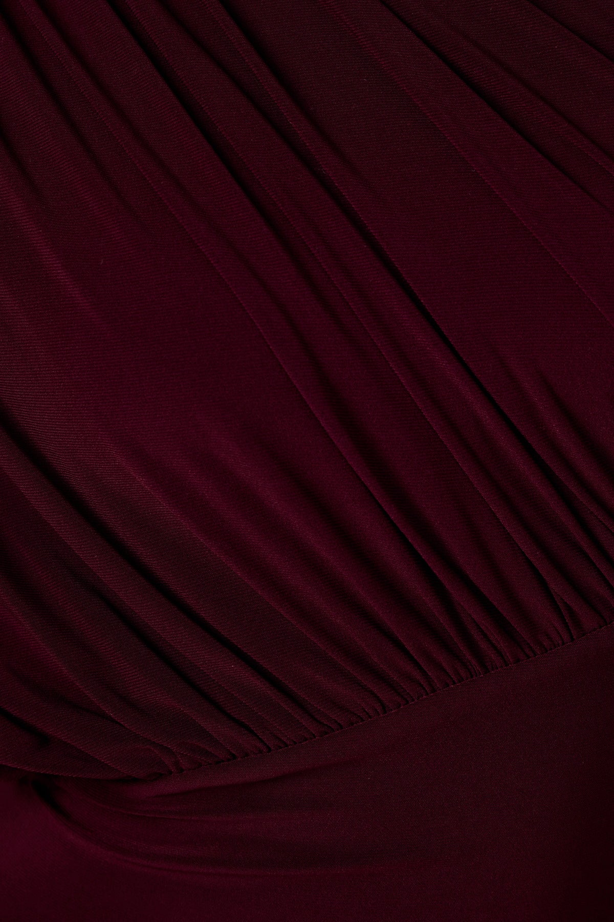 Kelsey | Burgundy Asymmetric-Neck Maxi Dress With Ruched Detailing