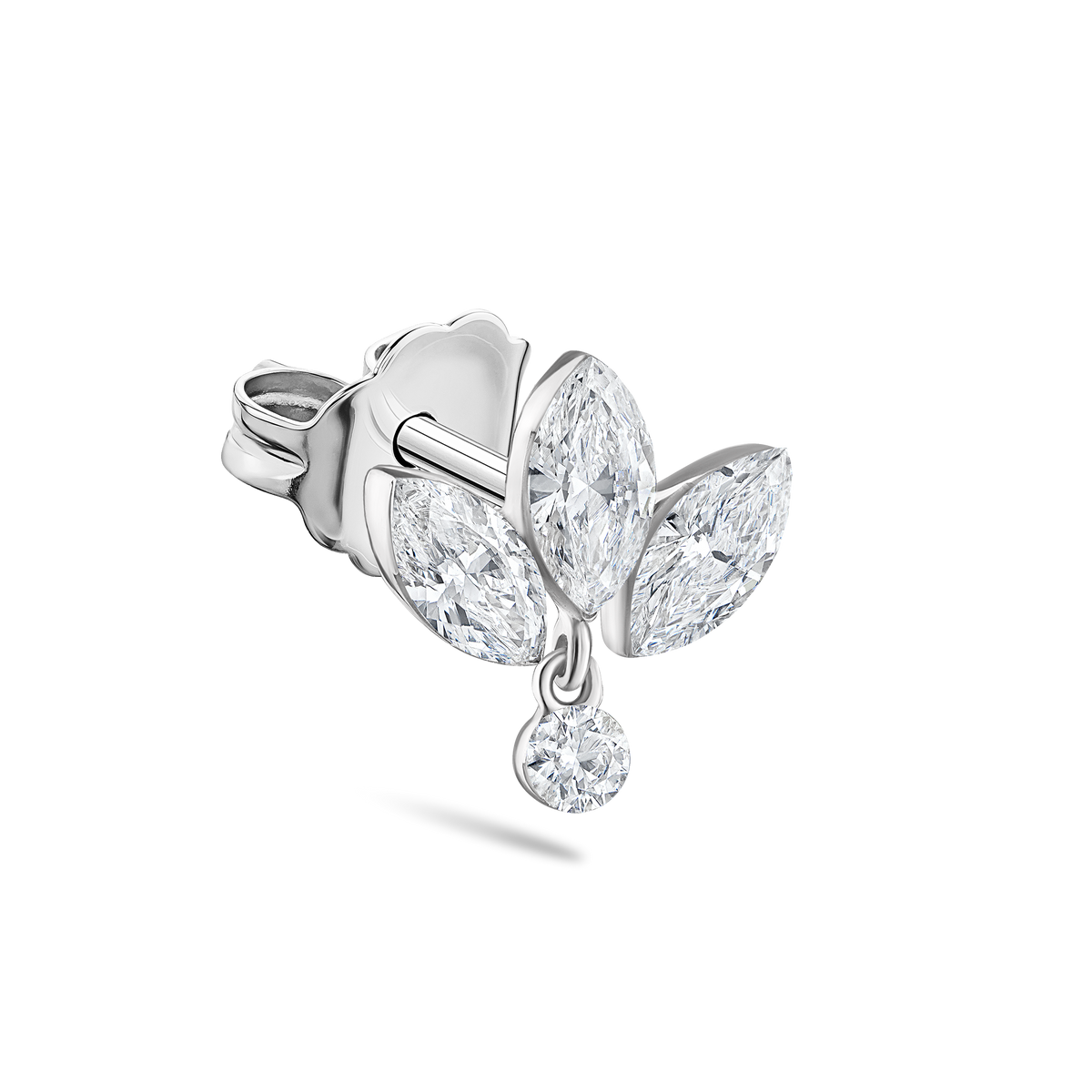 Invisible Set Diamond Lotus Dangle Stud Earring