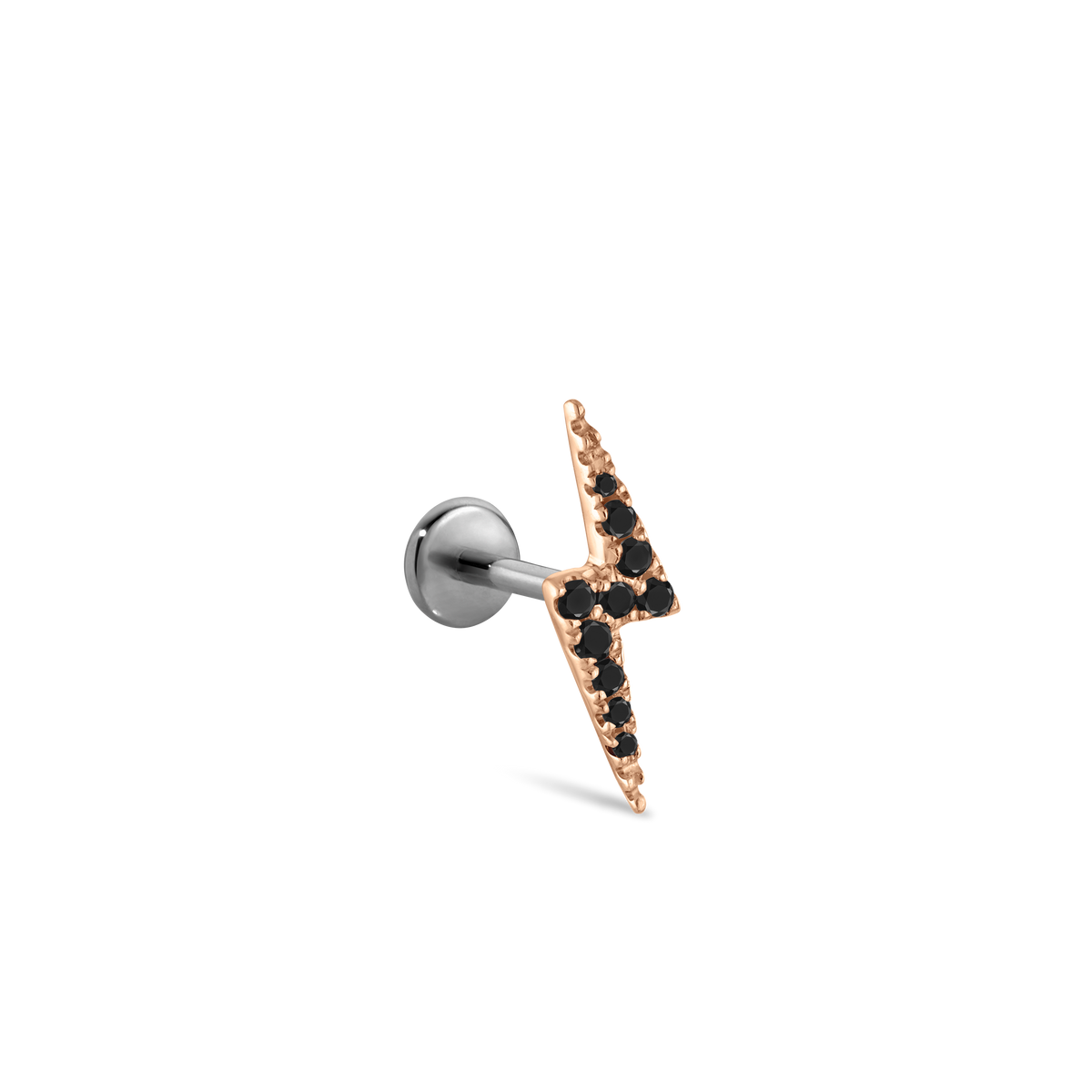Black Diamond Lightning Bolt Threaded Stud Earring With Titanium Backing