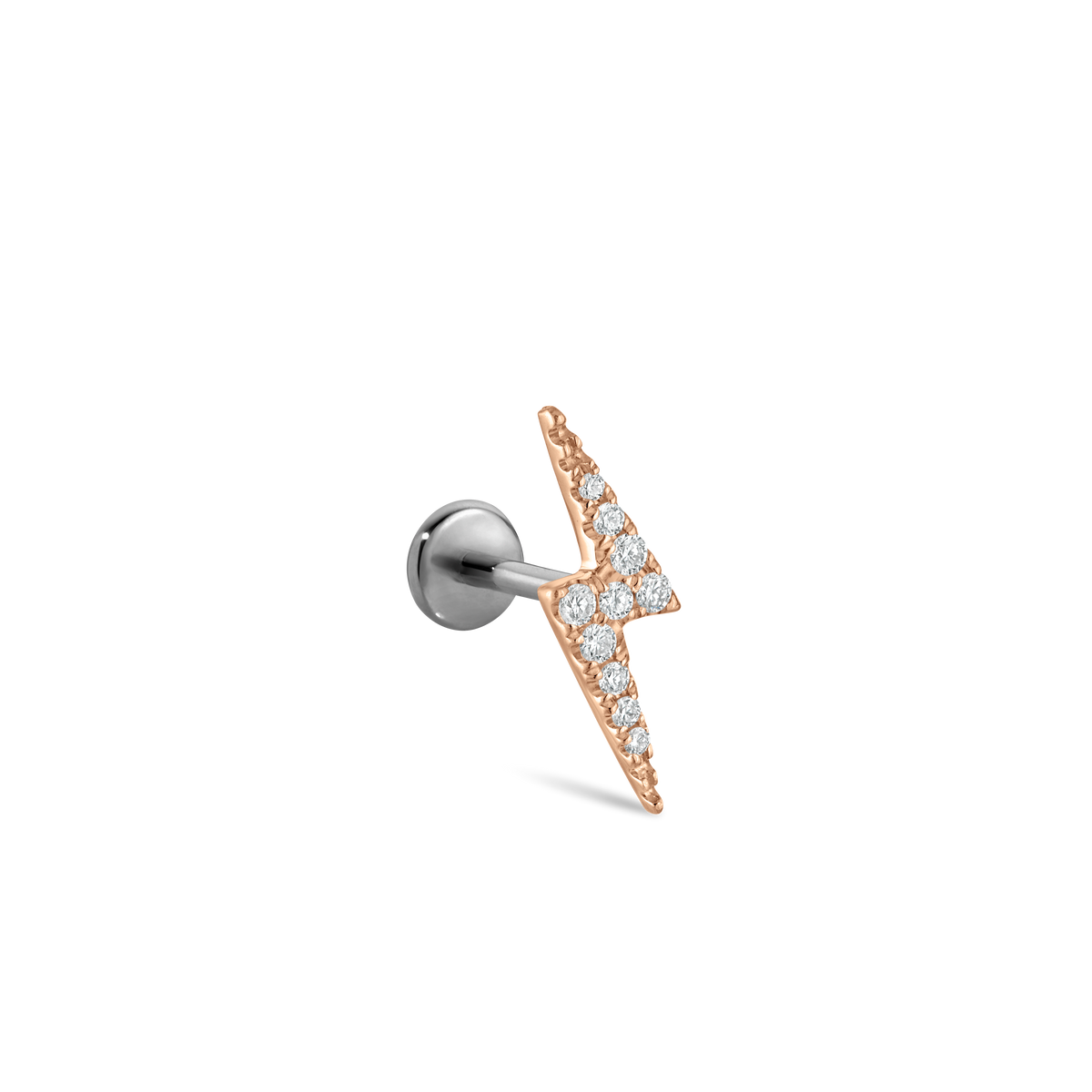 Diamond Lightning Bolt Threaded Stud Earring With Titanium Backing