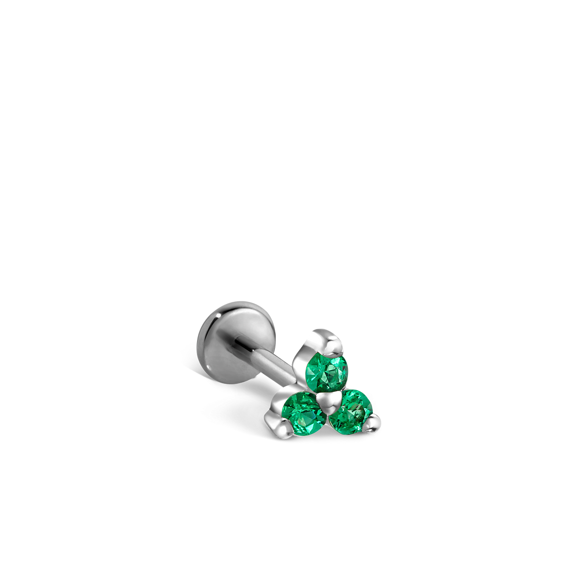 Emerald Trinity Threaded Stud Earring With Titanium Backing