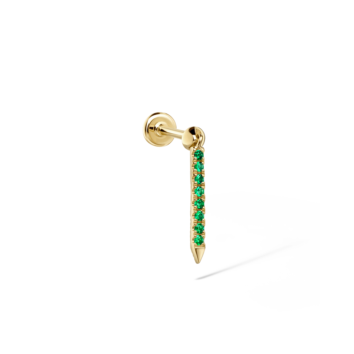 Emerald Eternity Bar Charm Threaded Stud Earring
