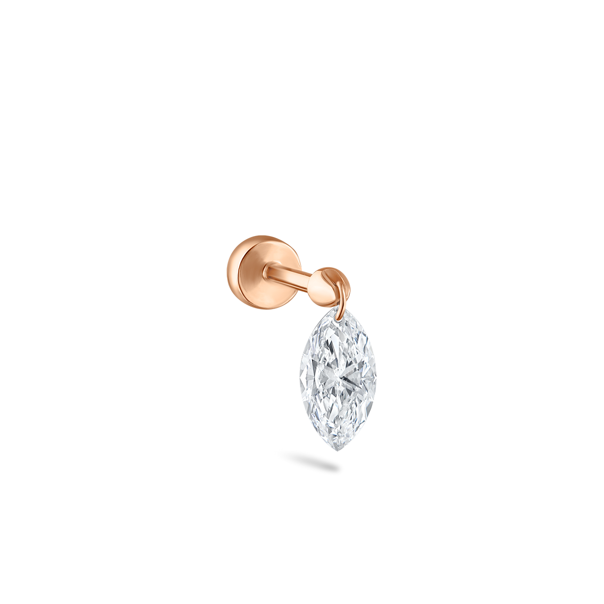 Floating Marquise Diamond Charm Threaded Stud Earring