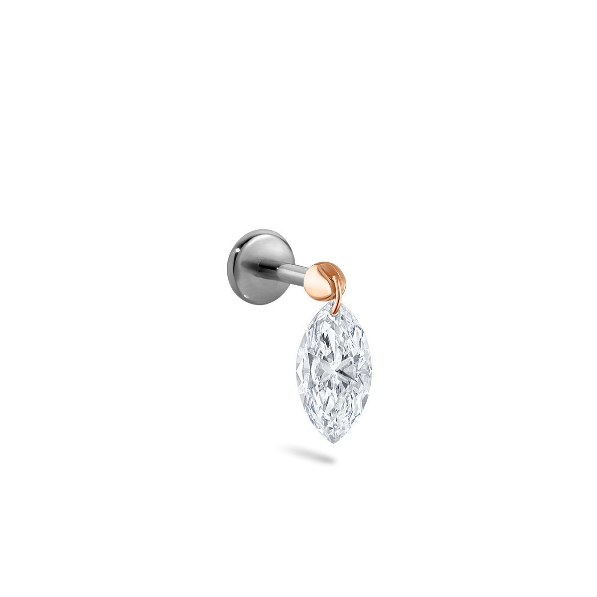 Floating Marquise Diamond Charm Threaded Stud Earring With Titanium Backing