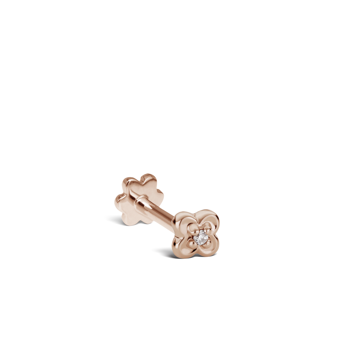 Diamond Lucky Clover Threaded Stud Earring