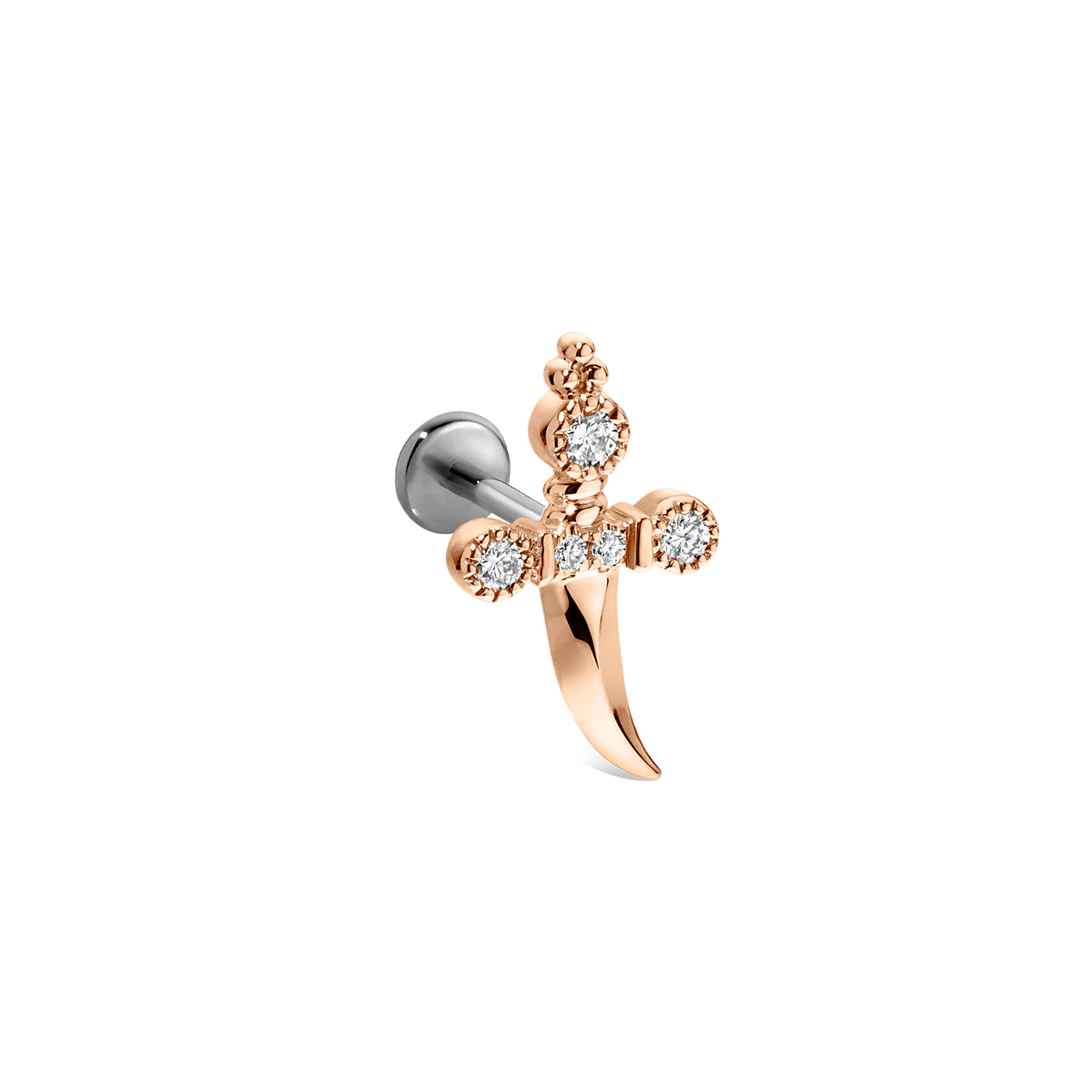 Diamond Trinity Hilt Dagger Threaded Stud With Titanium Backing