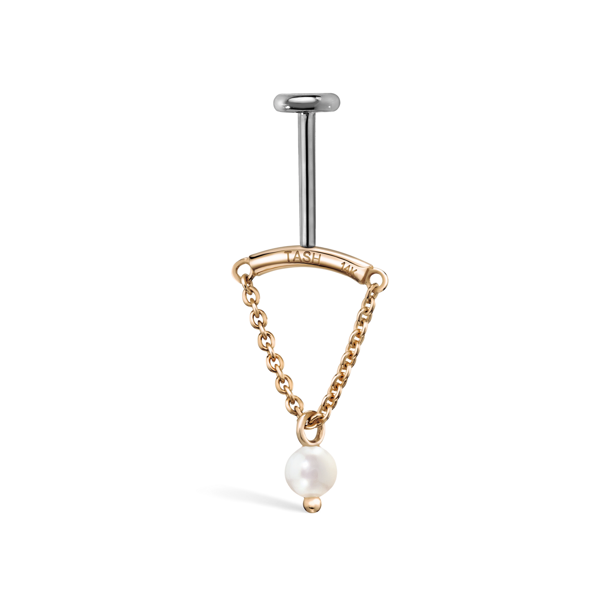 Pearl Drape Threaded Stud Earring With Titanium Backing
