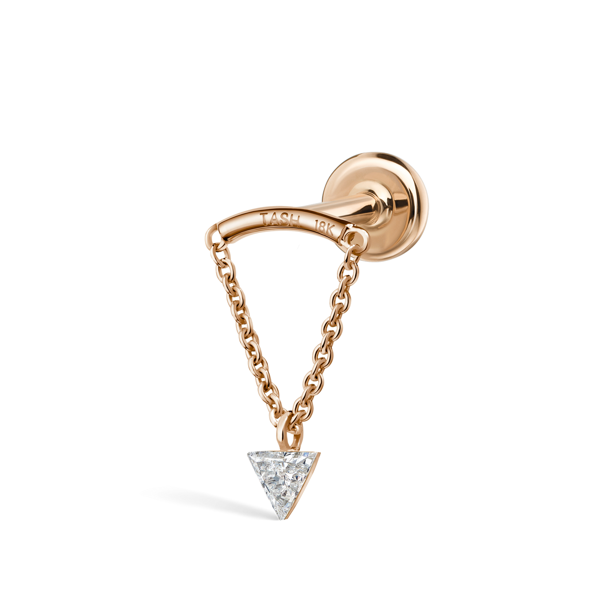 Invisible Set Triangle Diamond Drape Threaded Stud Earring