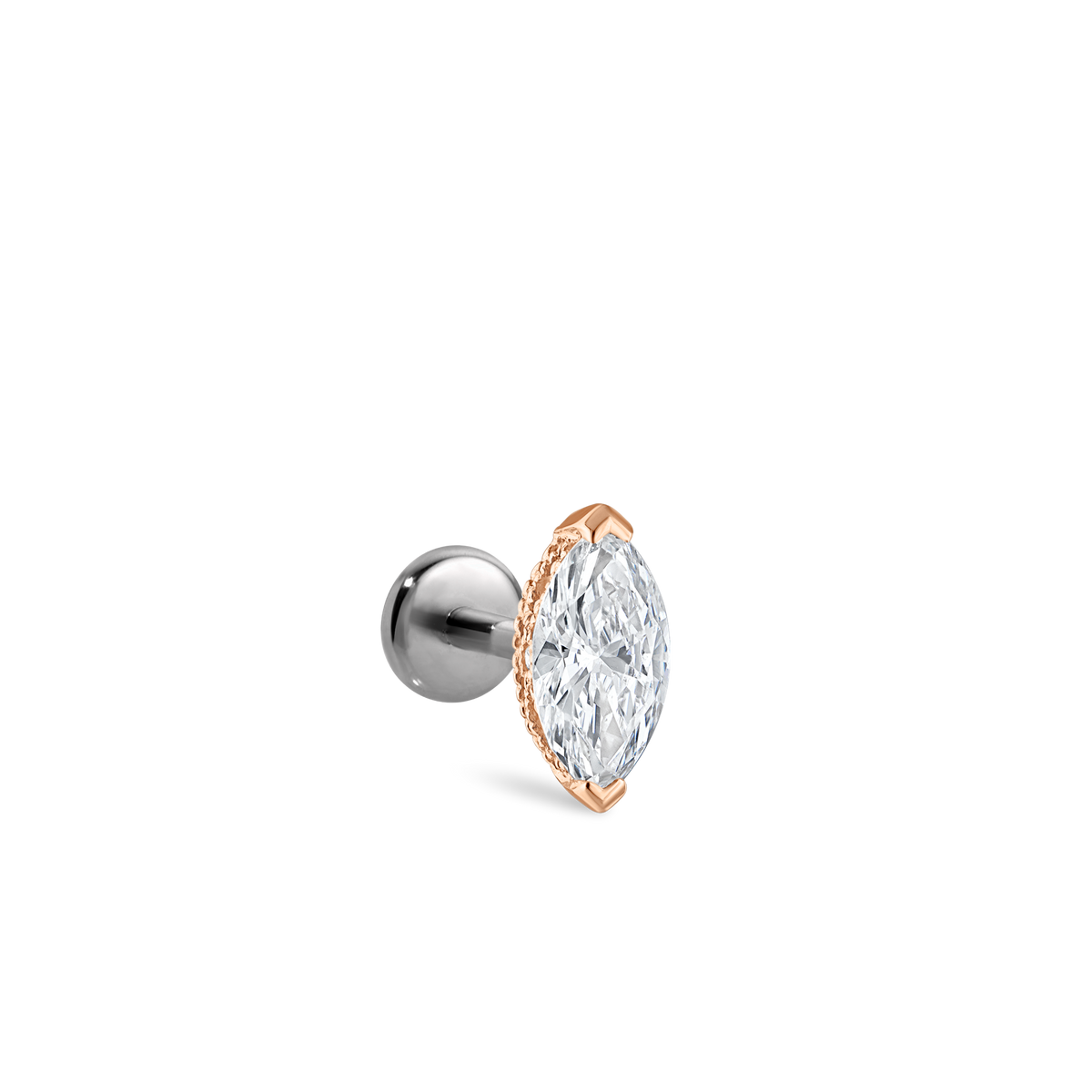 Marquise Diamond Threaded Stud Earring With Titanium Backing