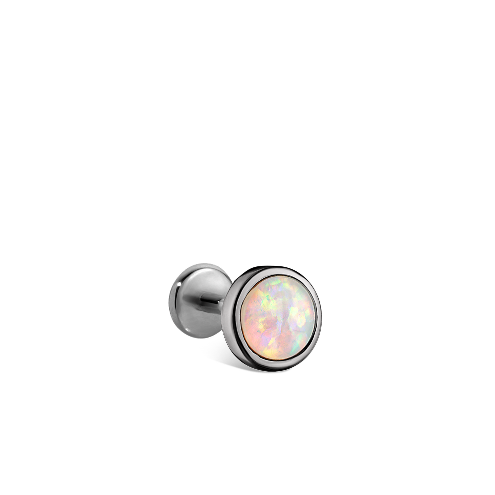 Opal Threaded Stud Earring With Titanium Backing