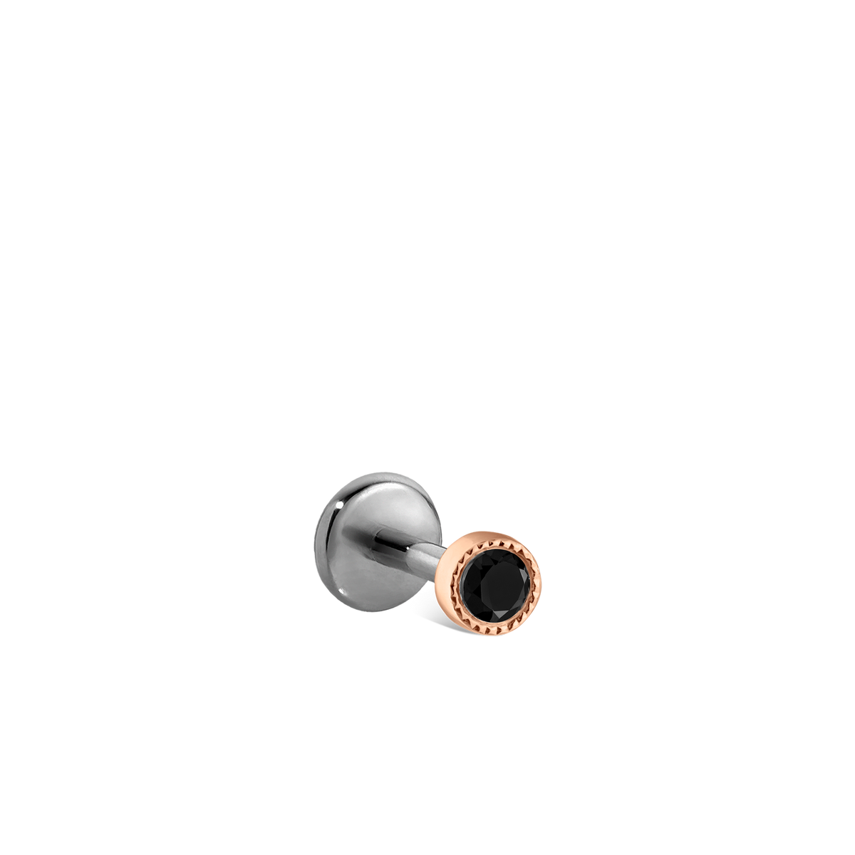 Scalloped Set Black Diamond Threaded Stud Earring With Titanium Backing