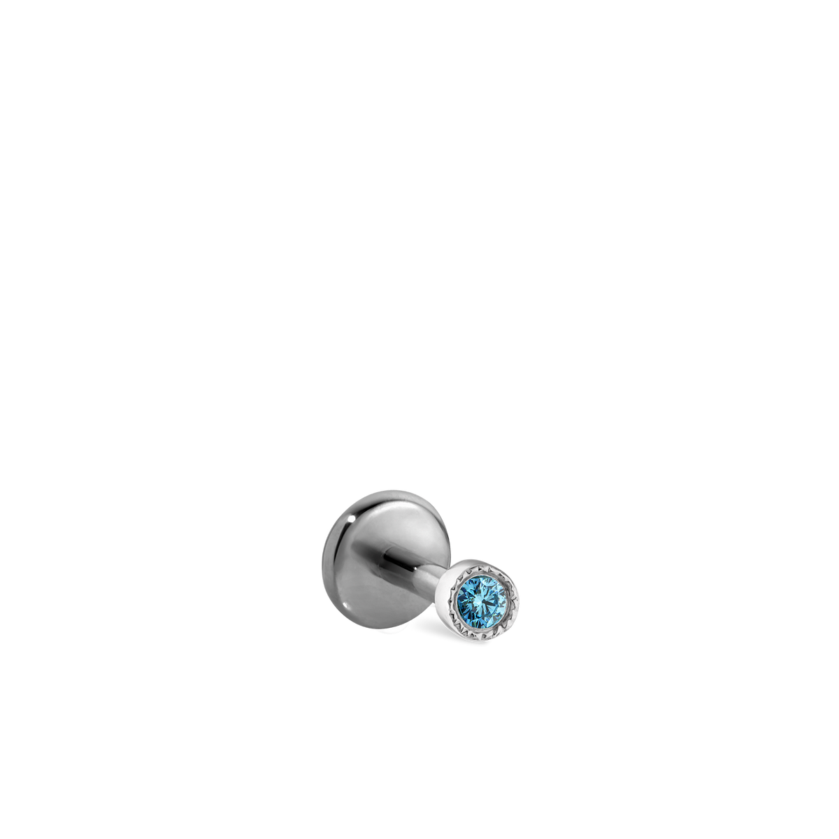 Scallop Set Light Blue Diamond Threaded Stud Earring With Titanium Backing