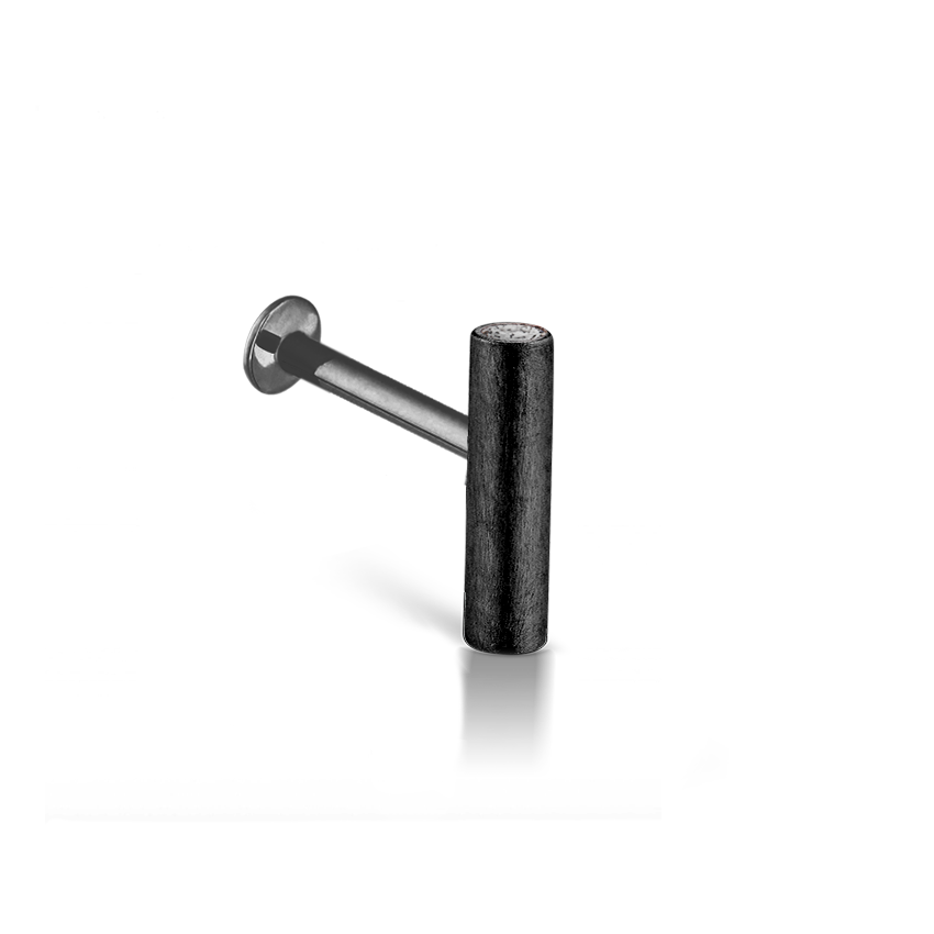 Matte Round Bar with Diamond Ends Threaded Stud Earring With Titanium Backing