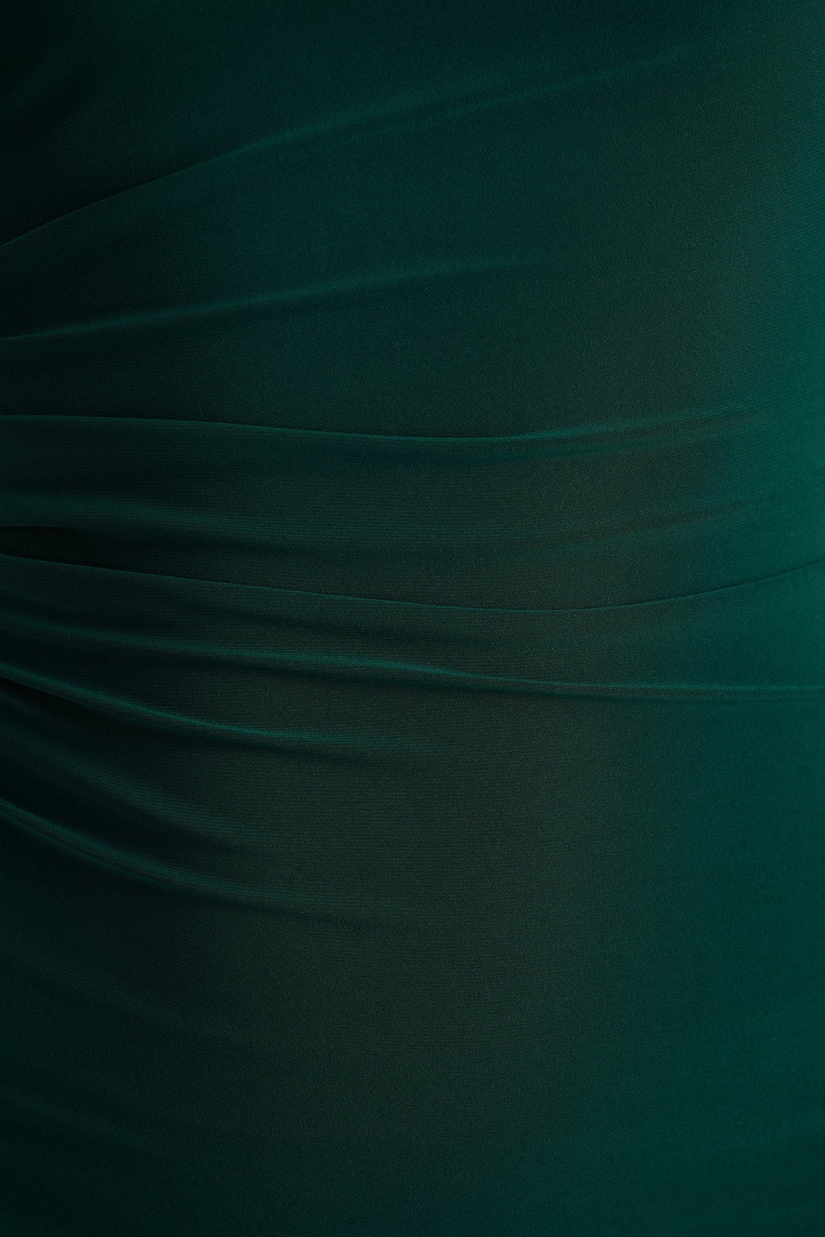 Eden | Bottle Green High-Neck Maxi Dress With Ruched Detailing
