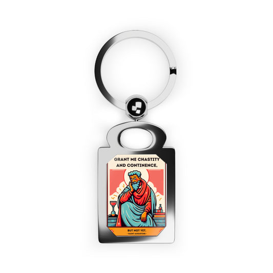 Saint Augustine-Inspired Keychain: A Blend of Faith and Humor