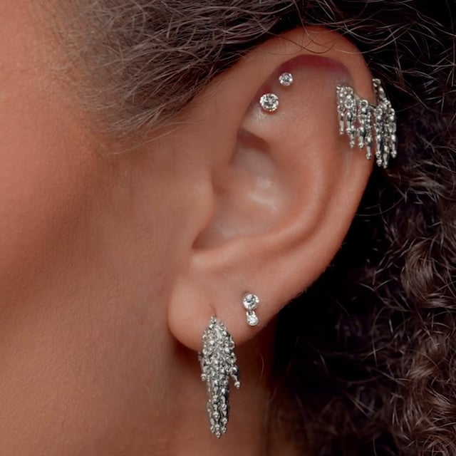 Invisible Set Diamond Dangle Stud Earring