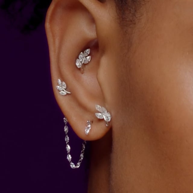 Diamond Vine Threaded Stud Earring