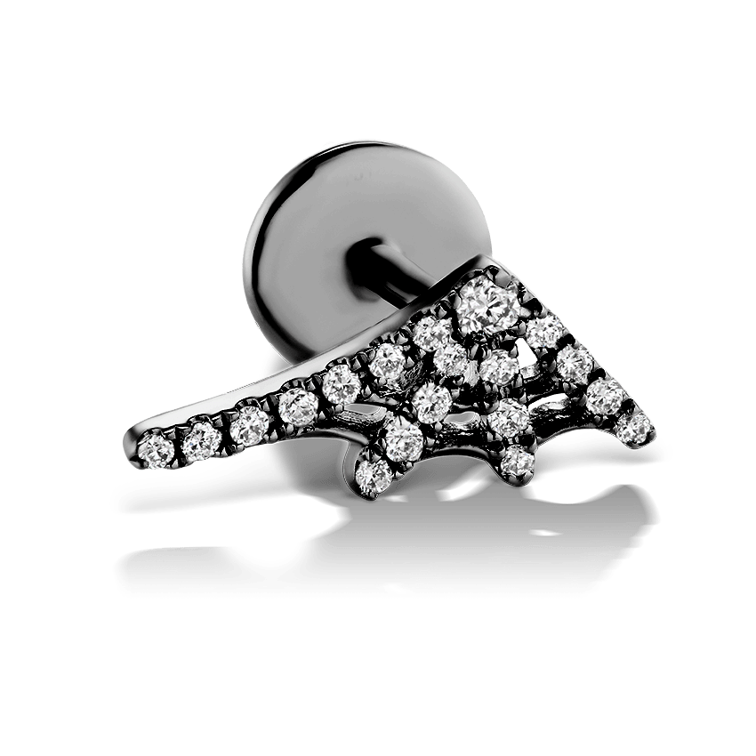 Diamond Web Threaded Stud Earring With Titanium Backing
