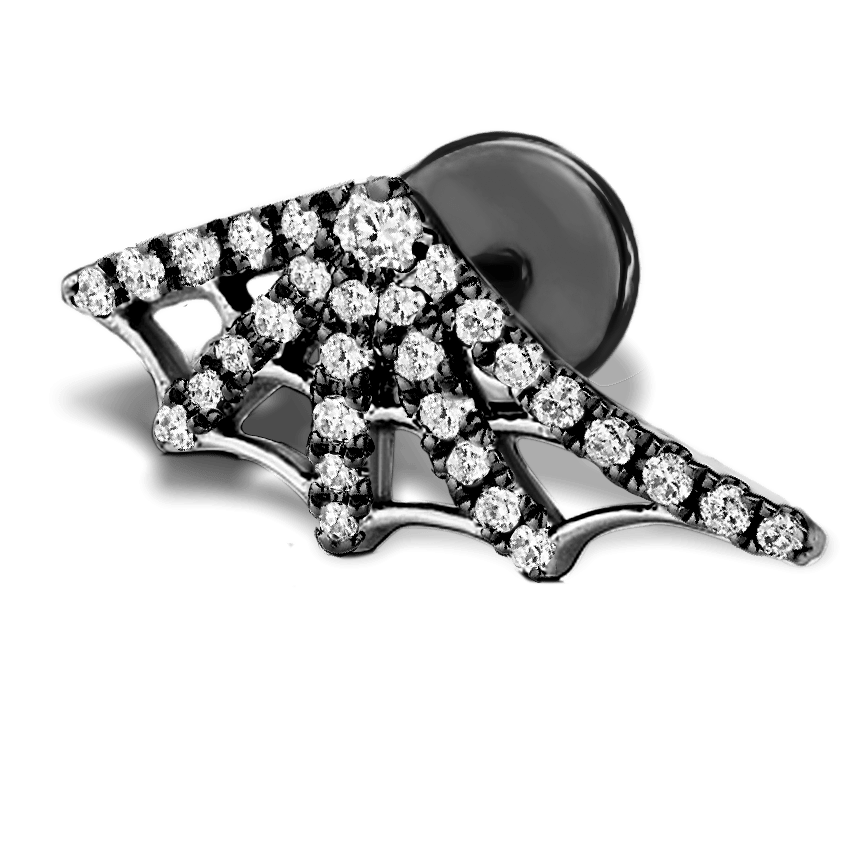 Diamond Web Threaded Stud Earring With Titanium Backing