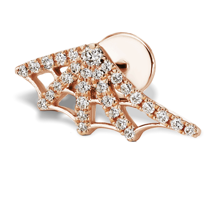 Diamond Web Threaded Stud Earring With Titanium Backing