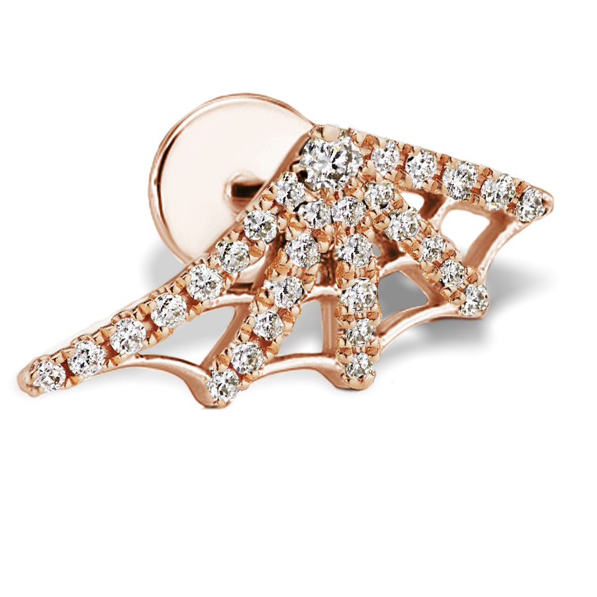 Diamond Web Threaded Stud Earring With Titanium Backing