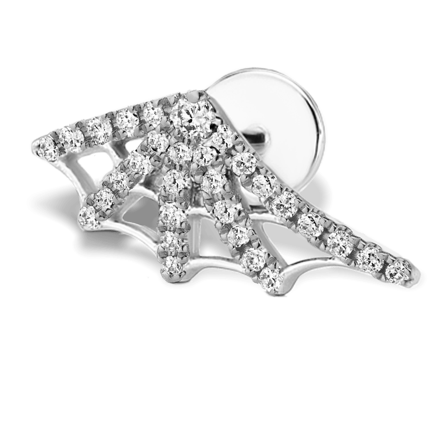 Diamond Web Threaded Stud Earring With Titanium Backing