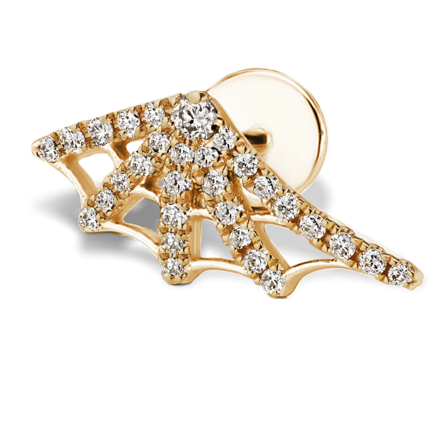 Diamond Web Threaded Stud Earring With Titanium Backing