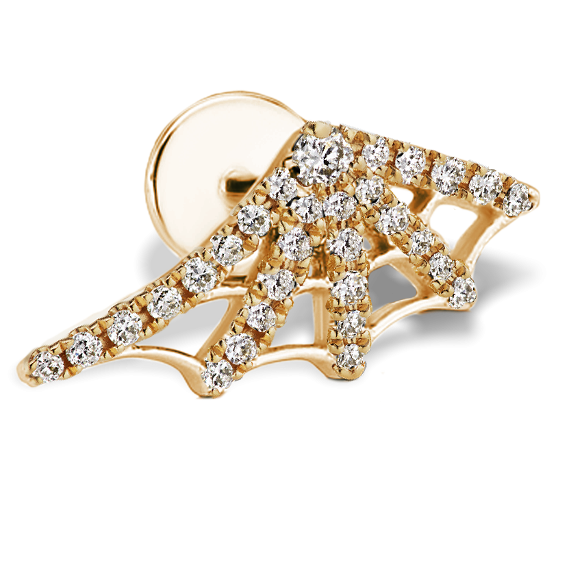 Diamond Web Threaded Stud Earring With Titanium Backing