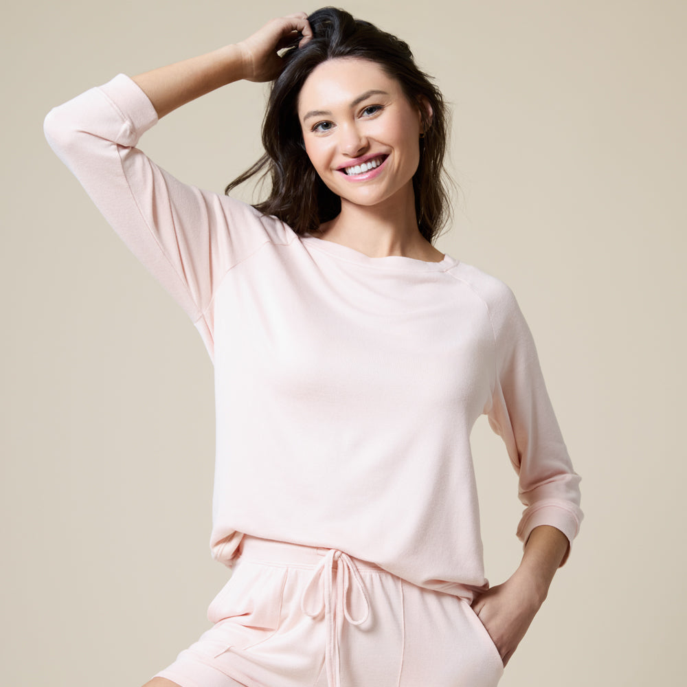 Dream 3/4 Sleeve Boat Neck Top and Short Set