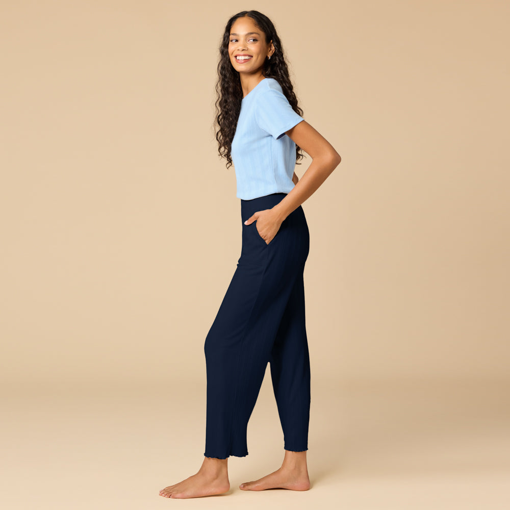 Pointelle Cropped Pant with Lettuce Edge