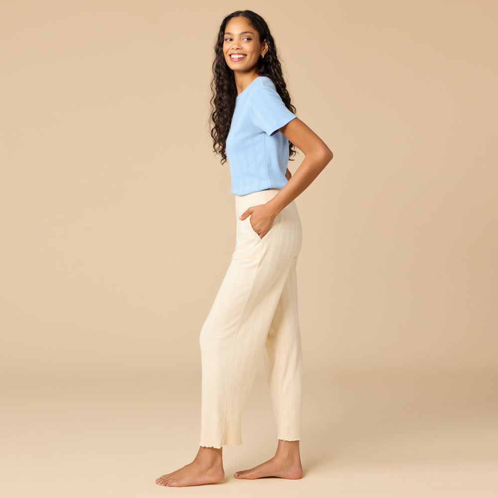 Pointelle Cropped Pant with Lettuce Edge
