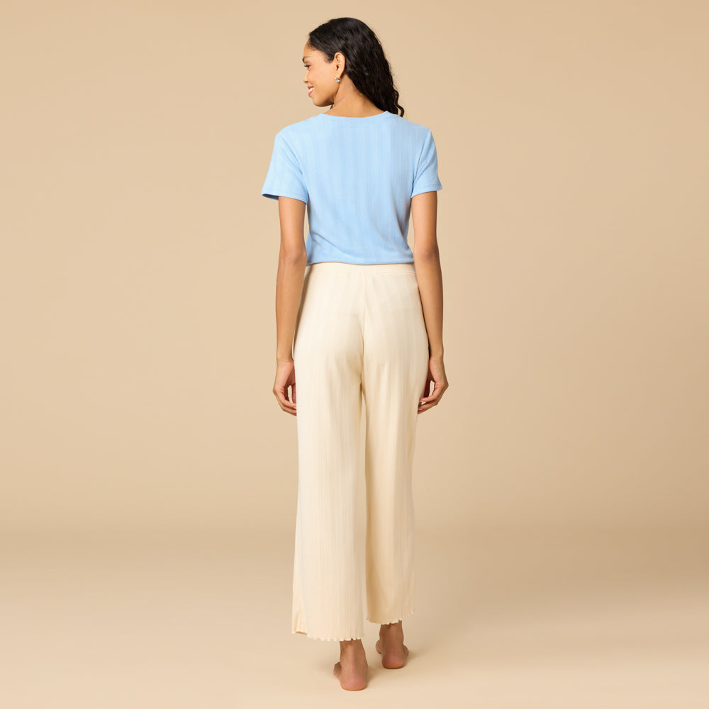 Pointelle Cropped Pant with Lettuce Edge