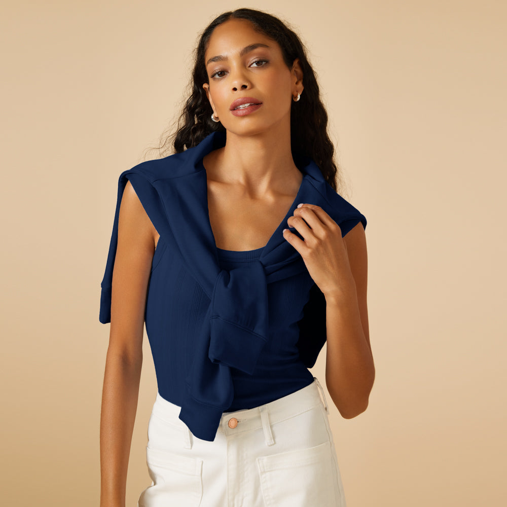 Pointelle Tank with Shelf Bra