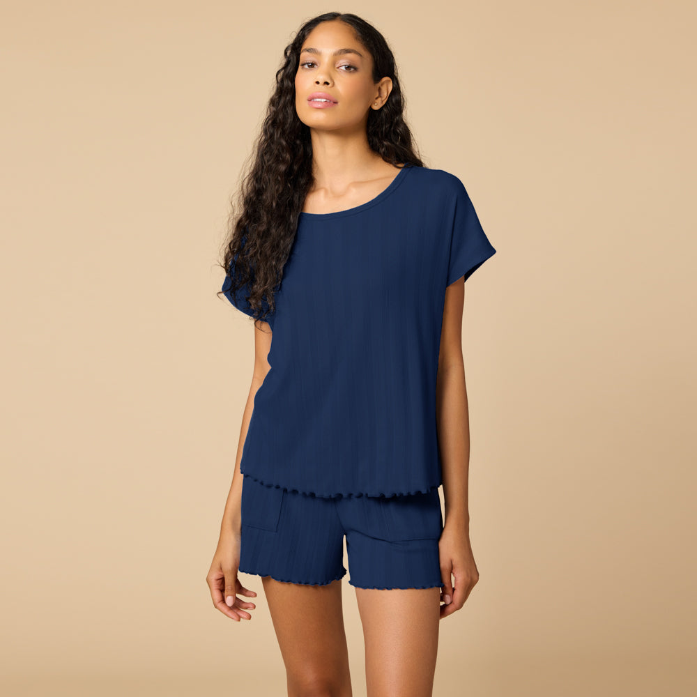 Pointelle Tap Shorts with Lettuce Edge