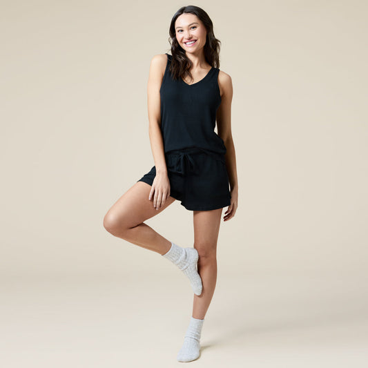 Rib Dream Double V-Neck Short Set