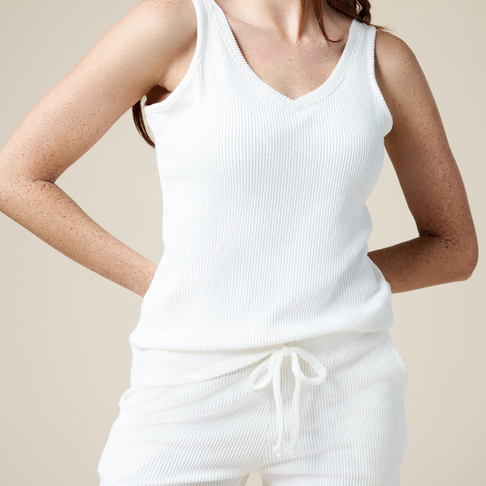 Rib Dream Double V-Neck Short Set