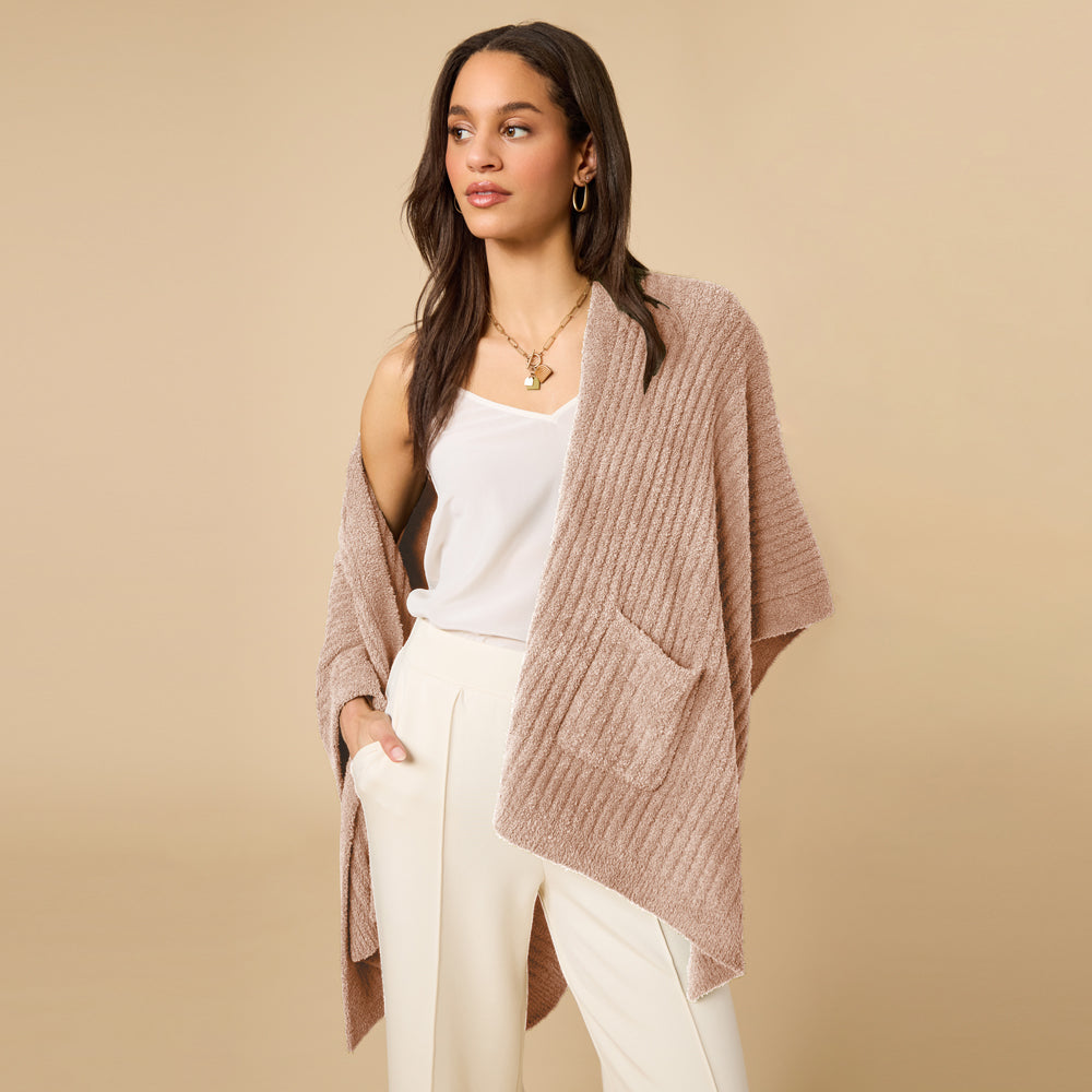 38" Solid Rib Marshmallow Shawl