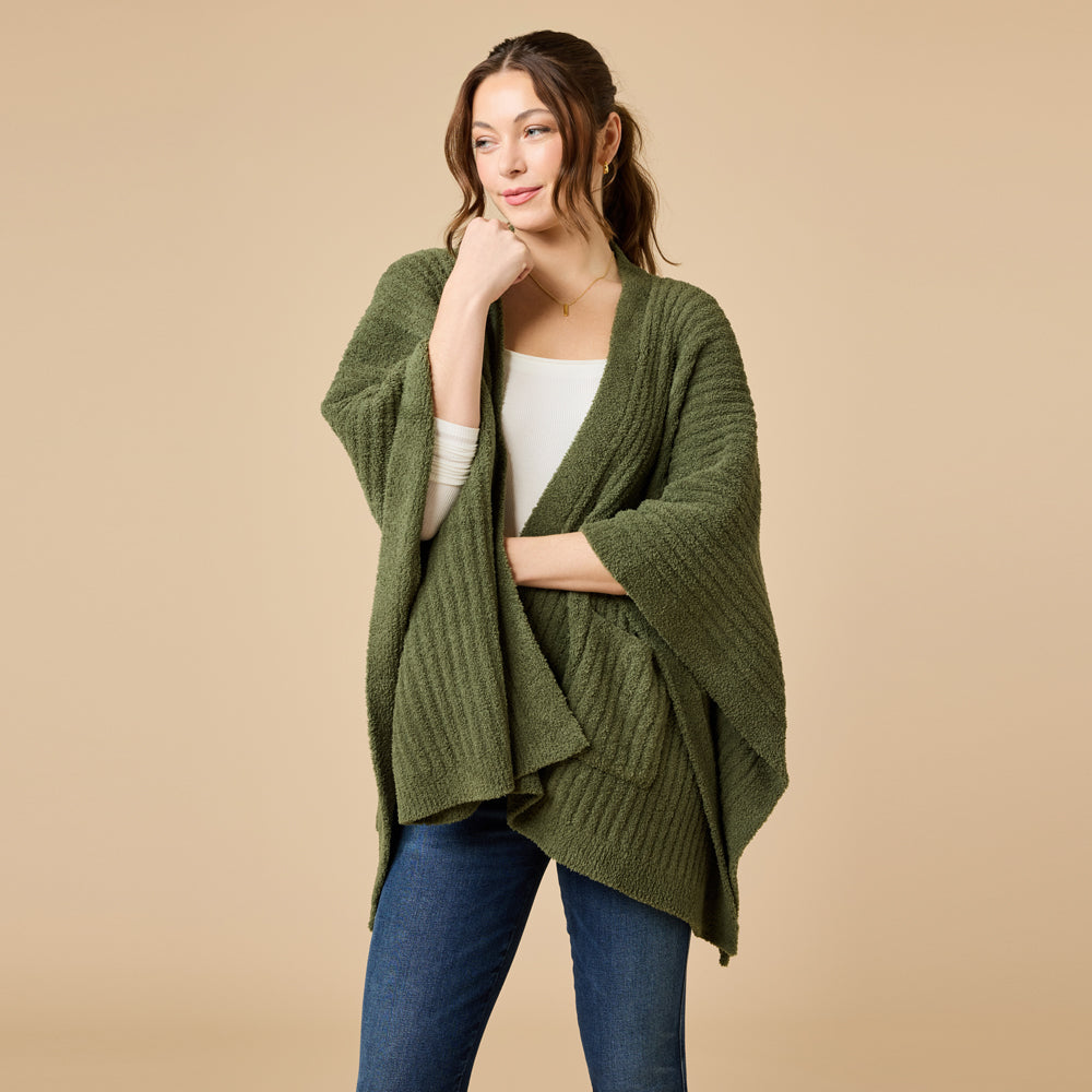 38" Solid Rib Marshmallow Shawl