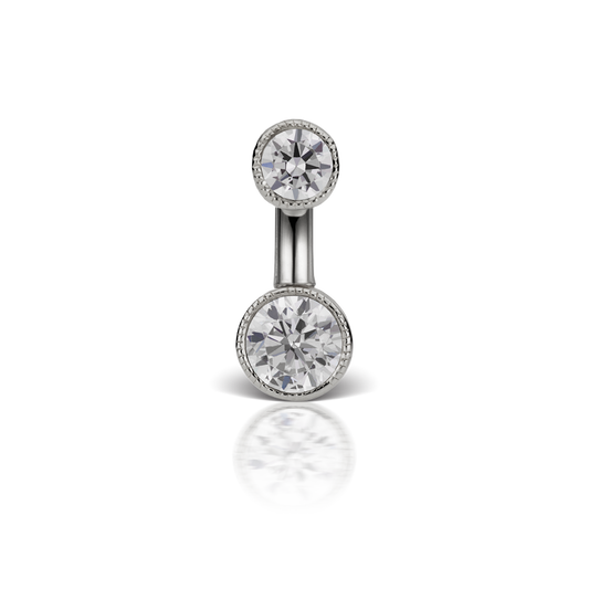 Scallop Set Cubic Zirconia Engraved Rook Barbell