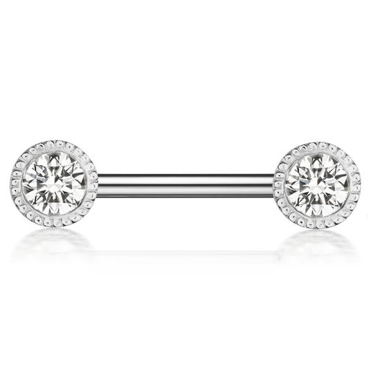 Scallop Set Diamond Nipple Barbell