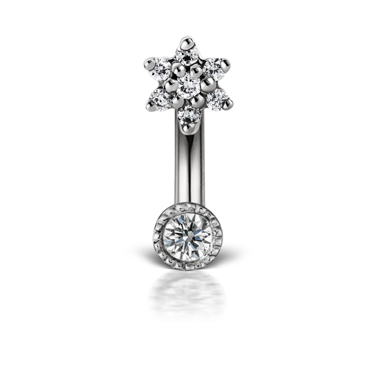 Diamond Flower and Scallop Set Diamond Rook Barbell