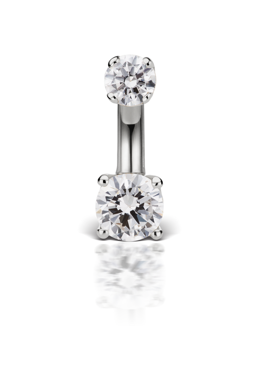 Cubic Zirconia Prong Solitaire Barbell