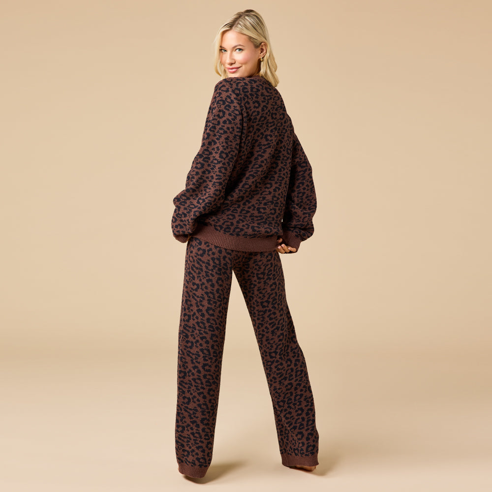 Leopard Marshmallow Crew Neck Lounge Set