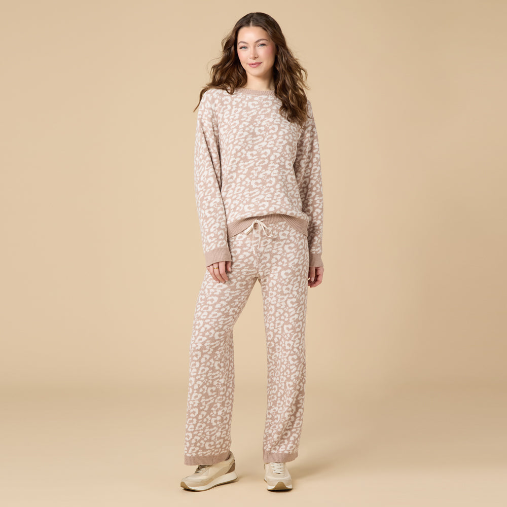 Leopard Marshmallow Crew Neck Lounge Set