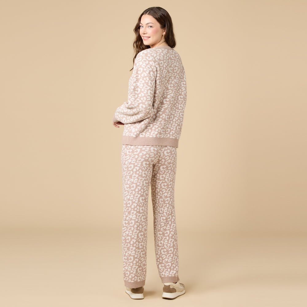 Leopard Marshmallow Crew Neck Lounge Set