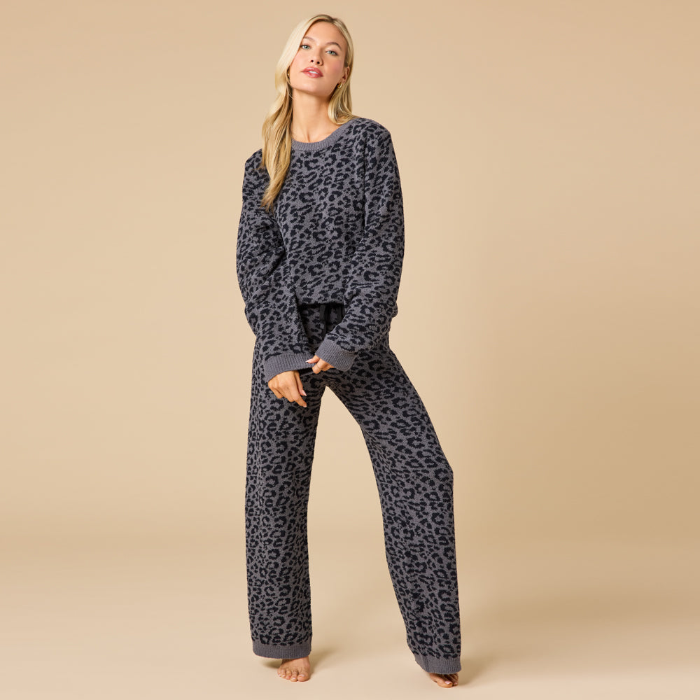 Leopard Marshmallow Crew Neck Lounge Set