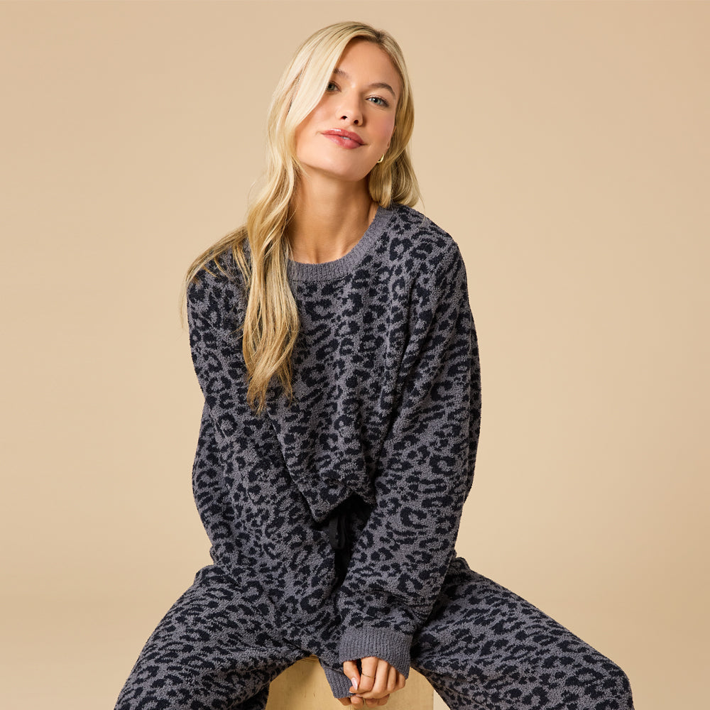 Leopard Marshmallow Crew Neck Lounge Set