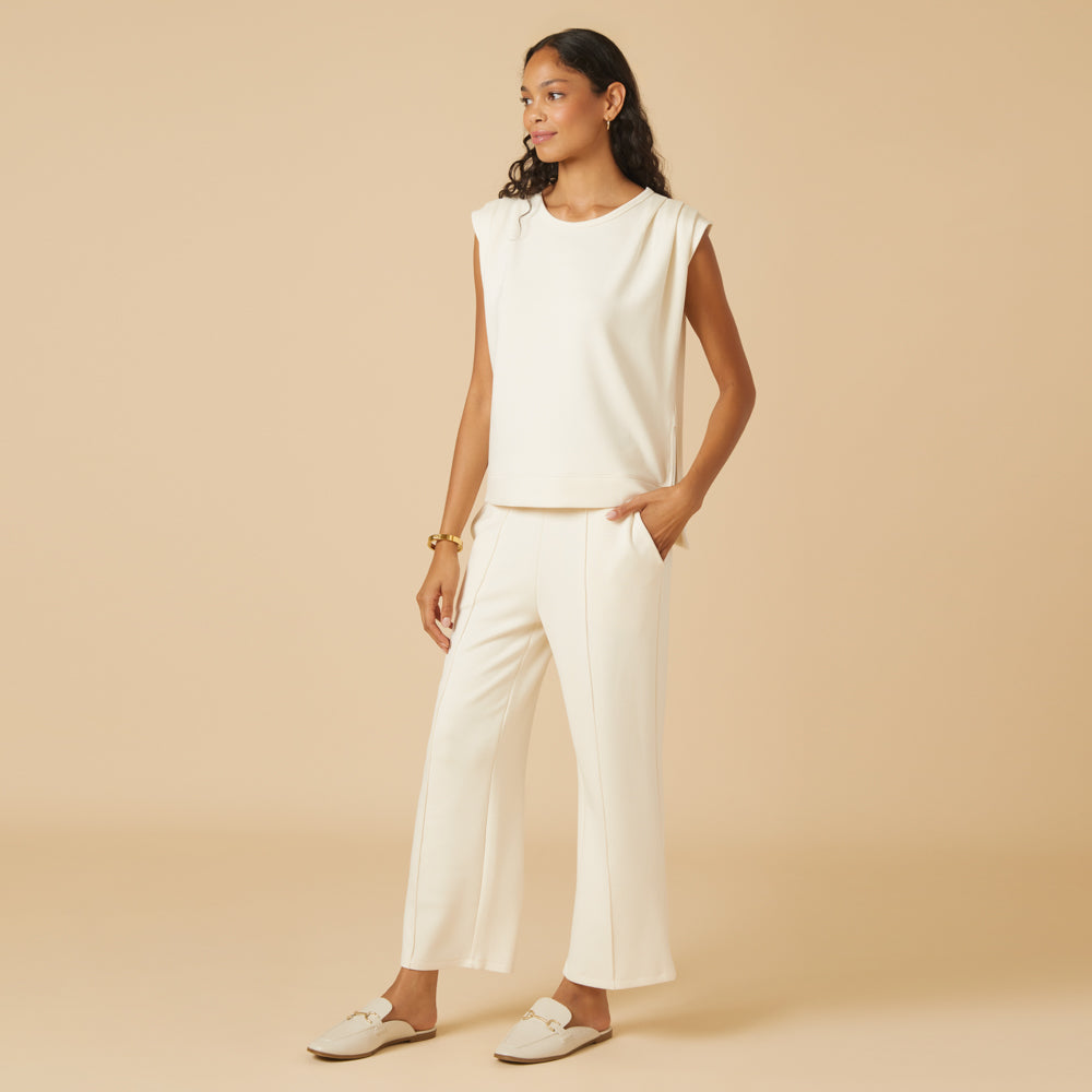 DreamTech Pleated Shoulder Tank with Cropped Pant