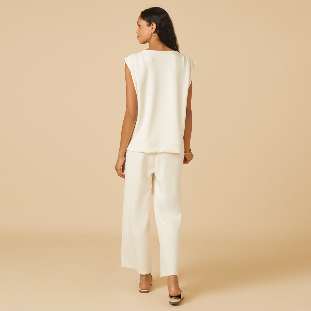 DreamTech Pleated Shoulder Tank with Cropped Pant